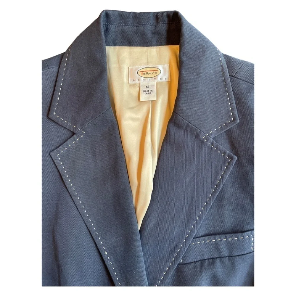 Talbots Women’s blazer with gold accents | Size 14 petite | Color Navy - Picture 4 of 5